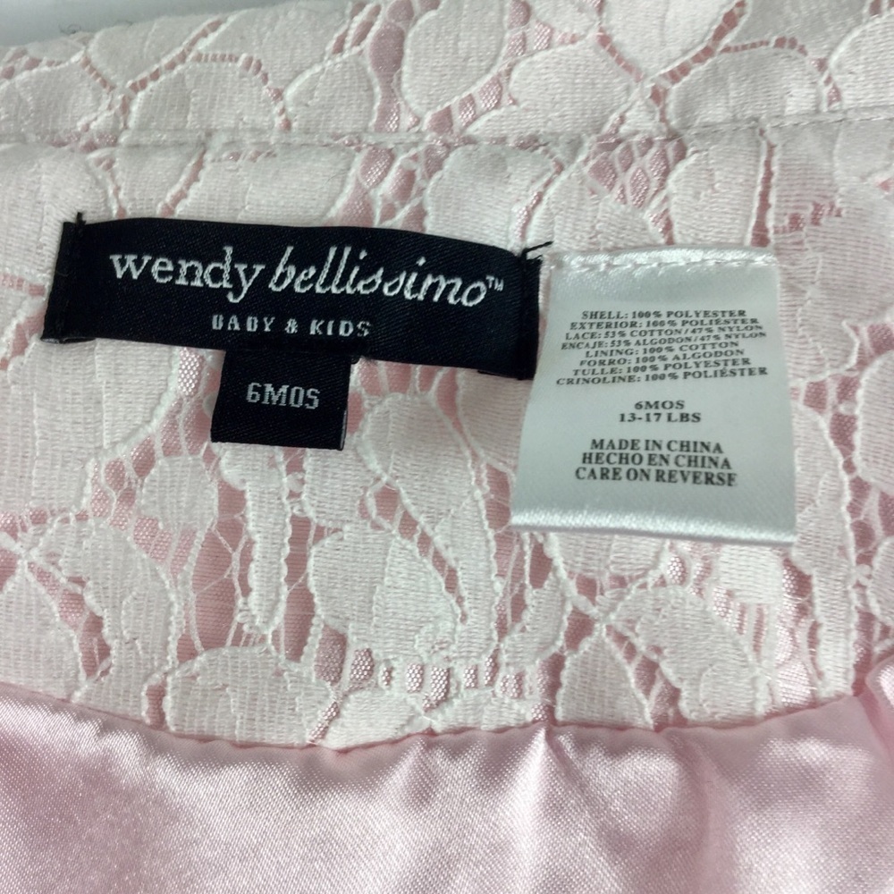 Wendy Bellissimo Baby Girls Pink Lace Jacket With Tulle Trim 6 Months - Picture 9 of 10